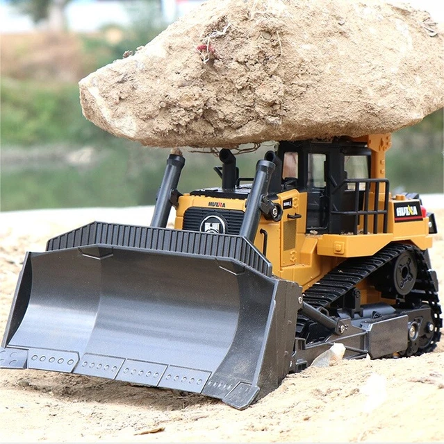 Bulldozer RC 1/24 Irfora - 2.4GHz 9CH, Lumières Et Son - Jouet Éducatif Enfant (Jaune/Noir)