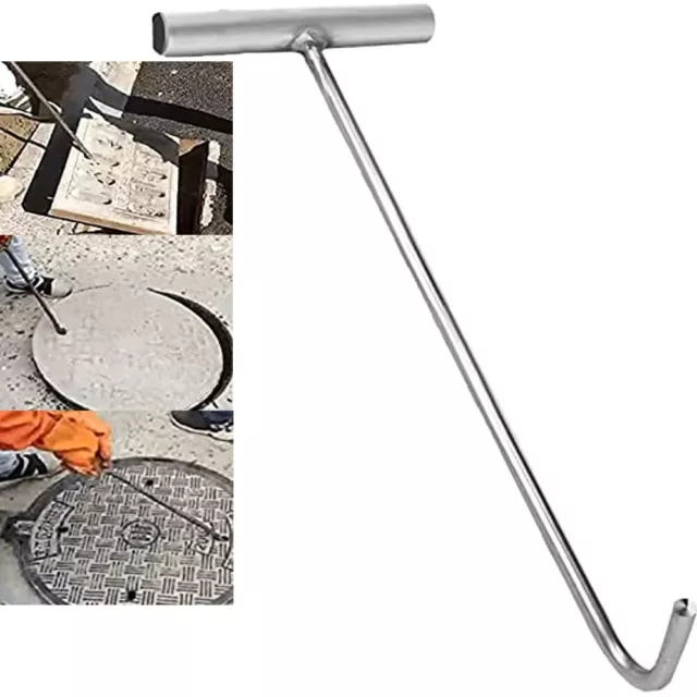 Schachthaken Edelstahl Kanalhaken Schachtdeckelhaken Kanaldeckelheber 38cm