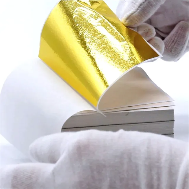 100Pcs Gilding Gold Silver Leaf Sheet Book Foil Paper Decorating Art Craft