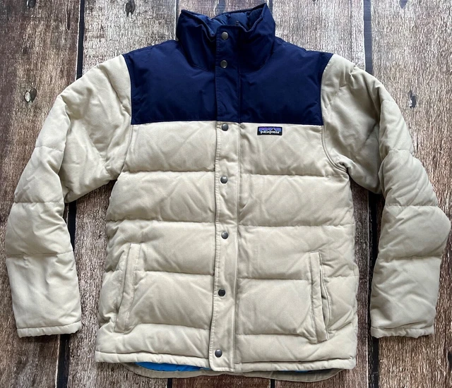 PATAGONIA BIVY DOWN Puffer Full Zip Hoody Jacket Blue Boys Sz XL 