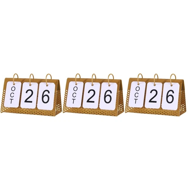 Set 3 Calendrier De Bureau Métal Vintage Décor Chinois Fer Ornements