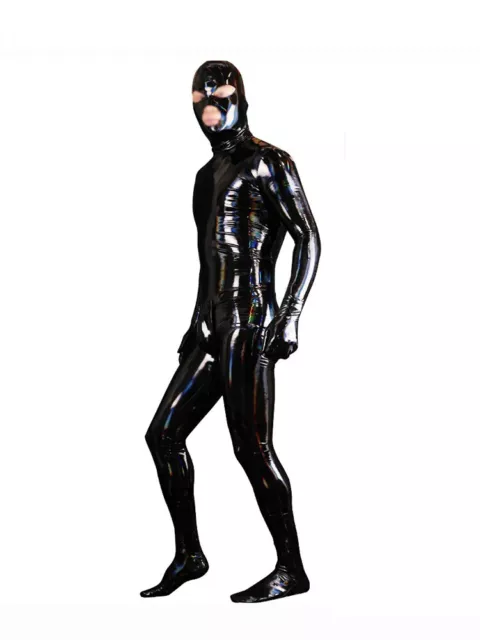 Men's PU shiny PVC cat suit high elasticity full body jumpsuit 2