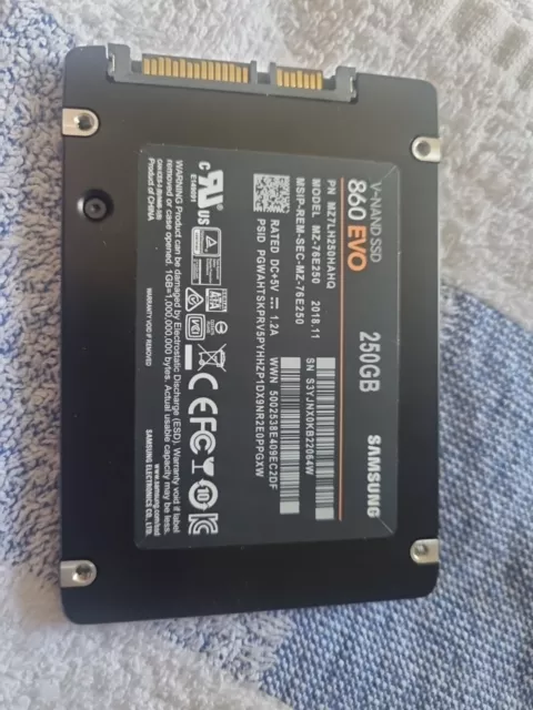 Samsung 860 EVO 250GB, Internal, 2.5" (MZ-76E250B/EU) Solid Hard Drive