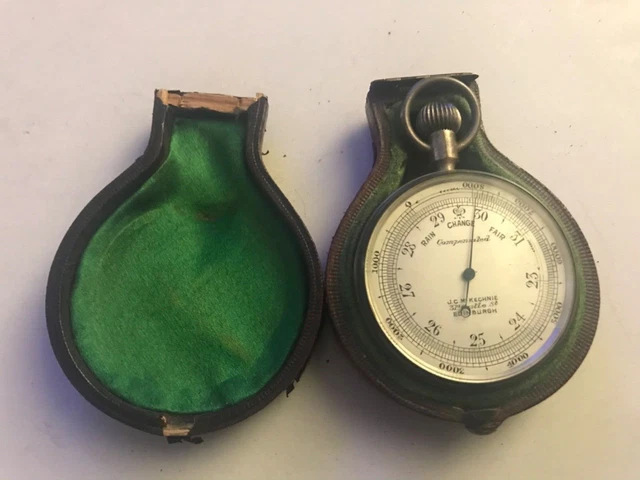 JC McKechnie, Edinburgh, 19th C pocket barometer in case