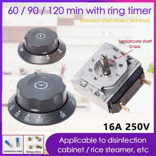 CABINET 60/90/120MIN MECHANICAL Time Switch Knob with Bell Timer Switch ...