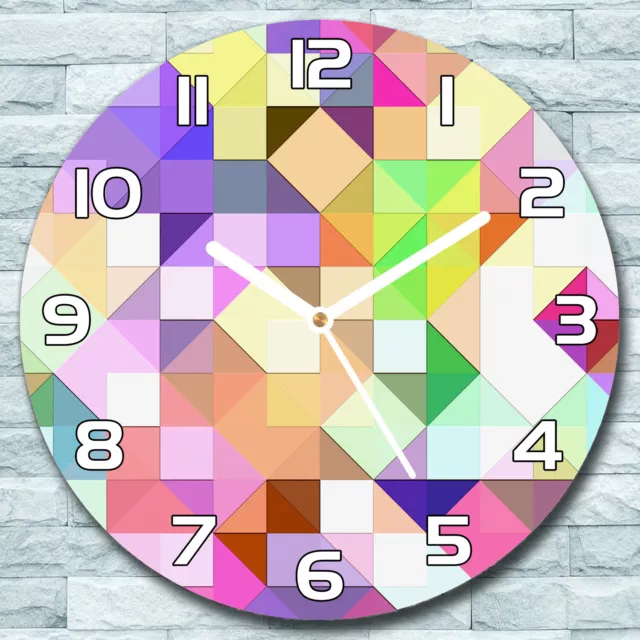 Glas Wanduhr fi 30 Pastell Bunte Mosaik Quarz Rund Deko Küchenuhr Schlafzimmer