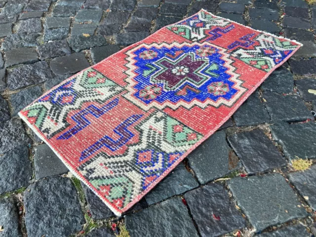 Bath rug, Small rug, Vintage rug, Wool rug, Home decor, Bath rugs | 1,3 x 2,6 ft