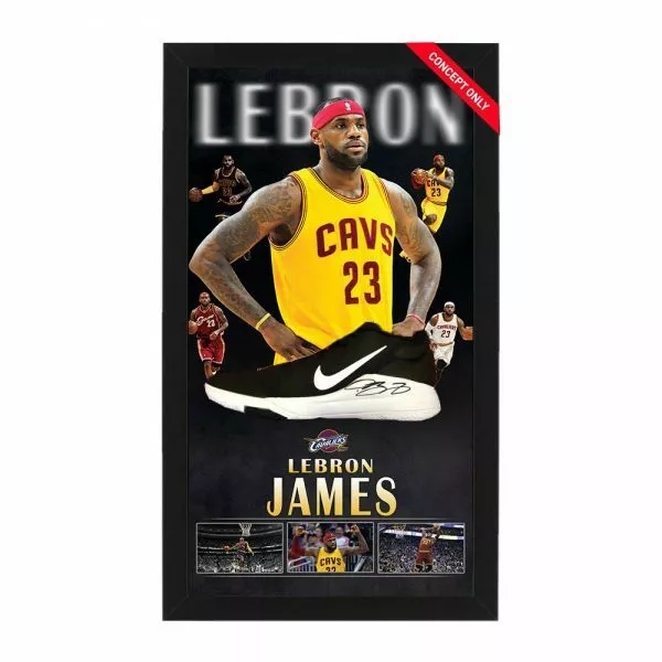 Lebron James Hand Signed Framed Basketball Shoe Cleveland Cavaliers Jordan Kobe