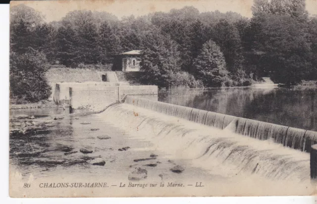 Cpa Chalons Sur Marne Le Barrage Sur La Marne