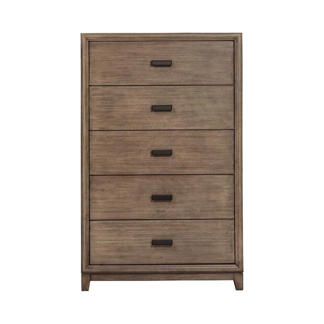 Wooden Chest with 5 Drawers, Brown Brown 5-drawer