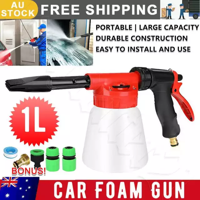 1L High Pressure Car Wash Snow Foam Gun Washer Lance Hose Pipe Soap Spray Bottle