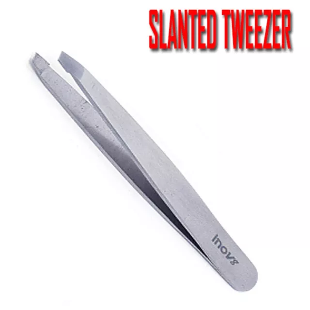 Professional Silver Eyebrow Tweezers Slanted Hair Beauty Stainless Ingrown Hairs