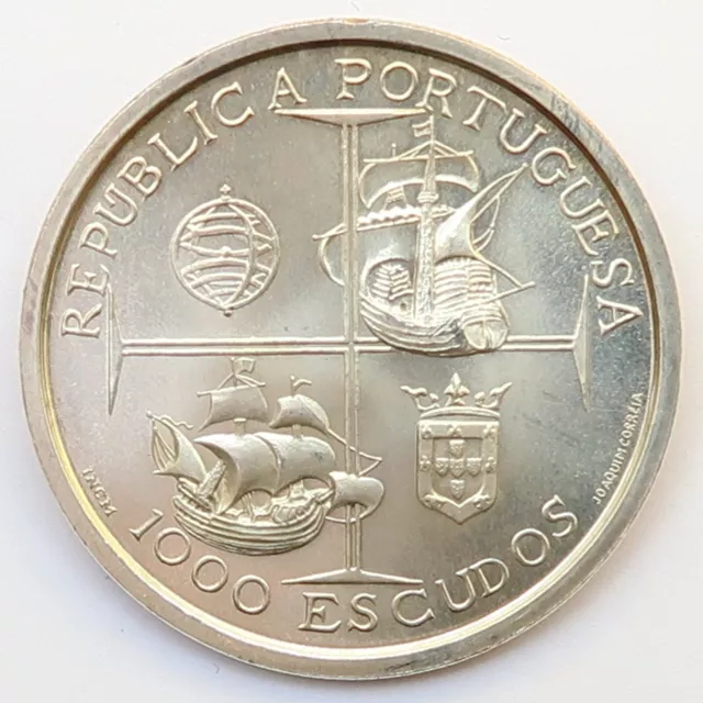 1000 escudos 1998 Portugal, Dom Manuel I. Moneda de plata