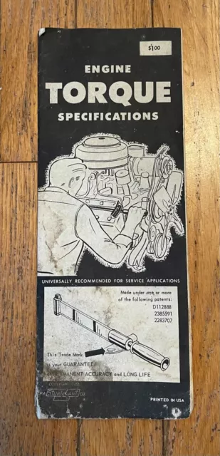 Engine Torque Specifications - P.A. Sturtevant Co. - 1956