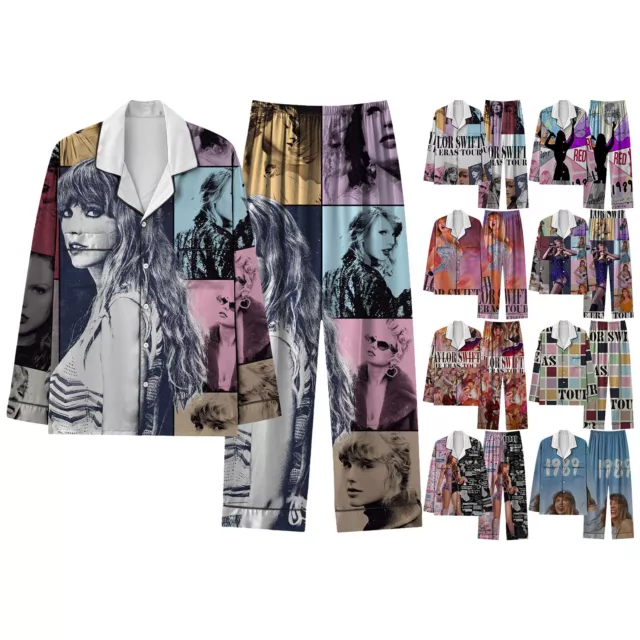 Women's Fashion Basic Versatile Casual V Neck Long Sleeve Printed Nightwear Set