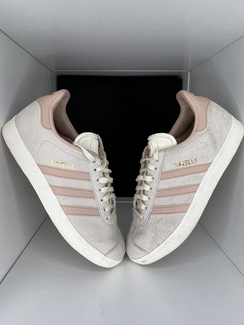Adidas gazelle trainers vapour store pink linen cream white