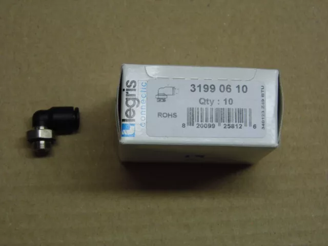 Lot x3:Adaptateur tube fileté coudé pneumatique 31990610 Legris,Mâle,6mm Push-in