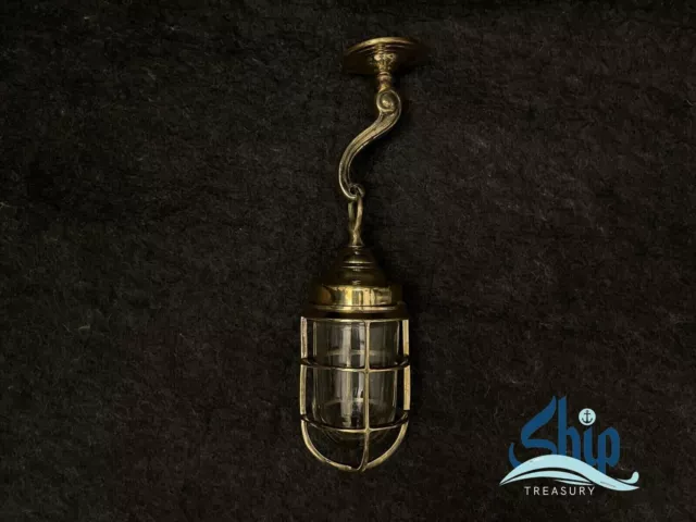 Antique Marine Victorian Brass Hanging Ceiling Chandelier Pendant Light Fixture