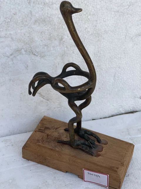 Antique Old Solid Brass Abstract Style Duck Statue / Figurine Collectable NH1154