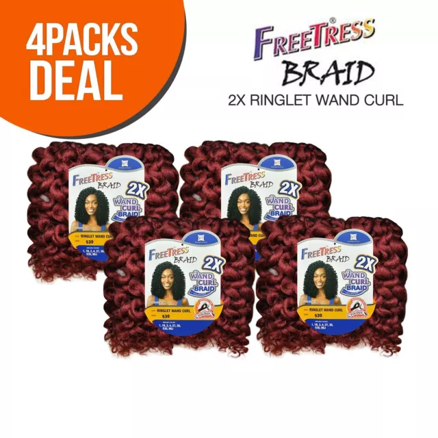 4 OR 6 Packs deal - BEACH CURL 12 - FREETRESS SYNTHETIC BRAID CROCHET BULK  HAIR
