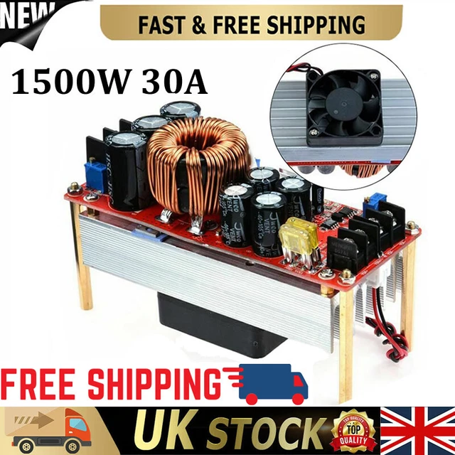 1500W 30A Step Up Voltage DC-DC Boost Converter Module In 10~60V Out 12~90V NEW