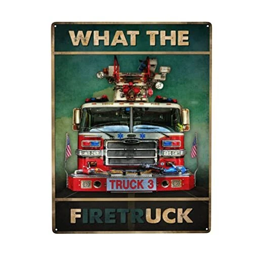 WZVZGZ What The Firetruck Firefighter Tin Metal Sign Wall Decor Fun Decoration WZVZGZ What The Firetruck Firefighter Tin Metal Sign Wall Decor Fun Decoration