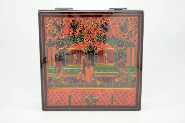 Vintage Burmese Lacquered Papiér Maché Box Mid Century Thai Asian Indonesian