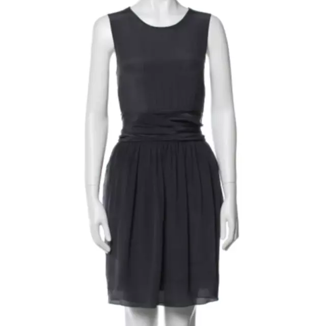 3.1 Phillip Lim Silk Dress 6 Slate Gray Pleated Draped