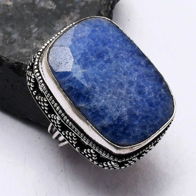 Simulated Sapphire Handmade Antique Design Ring Jewelry US Size-6.25 AR 97733