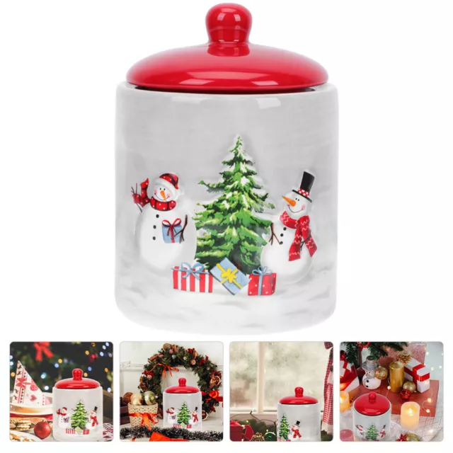 Cabilock Ceramic Snowman Cookie Jar: Christmas Candy Jar