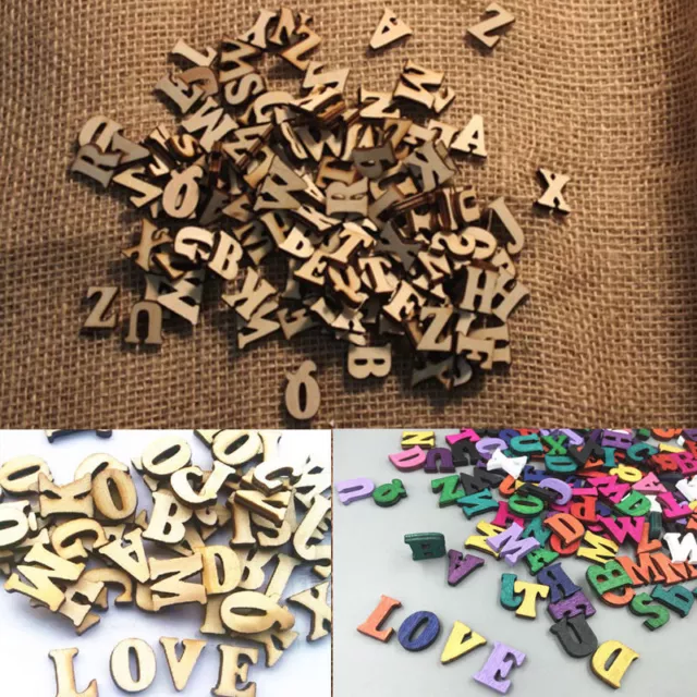 100Pcs Wooden Embellishments Letters Card Making Alphabet Kids DIY Craft Props