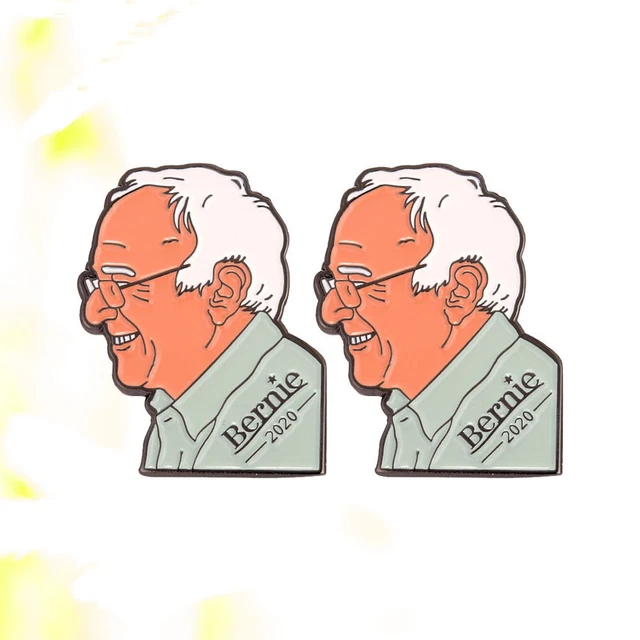 2 Pcs Buttons Pin Brooch Bernie Sanders Support Breastpin Metal
