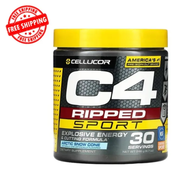 Cellucor C4 Ripped Sport Pre-Workout Powder | Arctic Snow Cone Flavour