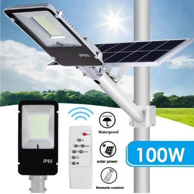 100W LED Solar Flood Light Motion Sensor Security Wall Yard Street Outdoor Lamp