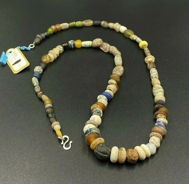 Old Beads Ancient Millefiori Multi Color Roman Glass Jewelry Necklace Antiquity