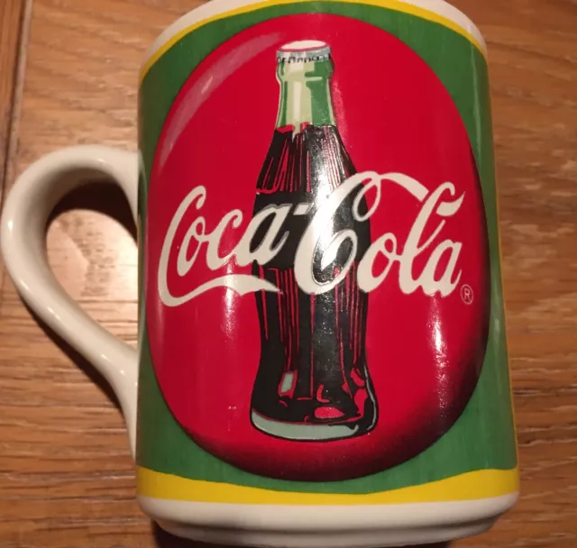 1998 Coca-Cola Coffee Mug Tea Cup Coke Button Sign Mug