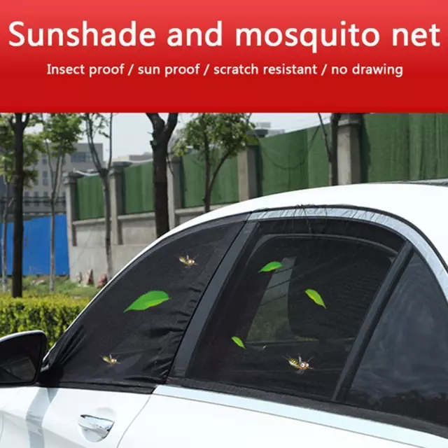 2/4x Car Anti Mosquito Side Window Screen Sunshade Mesh Curtain for Front / Rear
