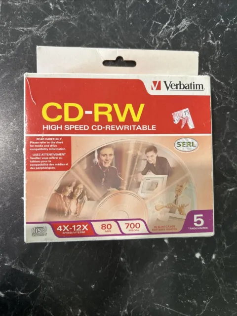 Verbatim CD-RW - High Speed Cd Rewritable Discs - Pack 5 - 80min