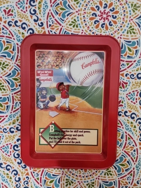 Vtg 1996 Campbell Soup Kids "Campbell Kids Baseball " Small Tray 11"x8" Red