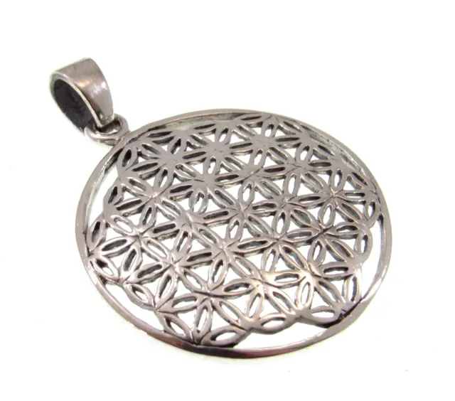 Solid 925 Sterling Silver Tree of Life Kabbalah/Mandala FLOWER OF LIFE Pendant 3