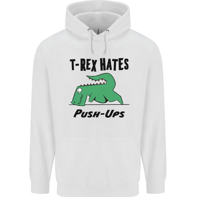 Felpa con cappuccio T-Rex Hates Push Ups divertente palestra dinosauri bambini bambini