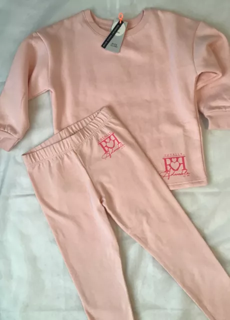 Set felpa con palangari River Island mini ragazze età 2-3 anni rosa Ri nuova con etichette