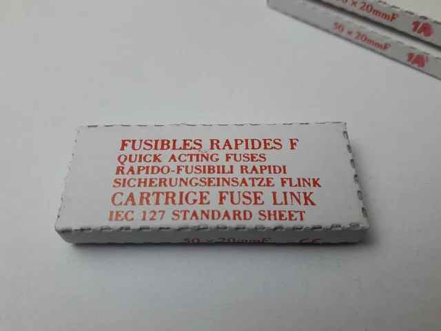 Fusible en verre rapide 50x20mm 250V.1A (1boite de 10).RAPIDE F.  CE.LAC