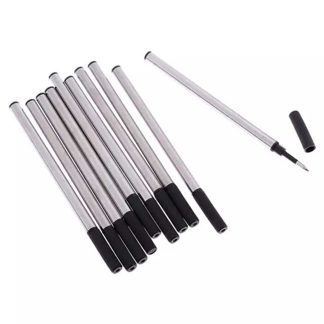 10PCS Metal Gel Pen Refill Rollerball Pen Standard Black Ink Writing Tools