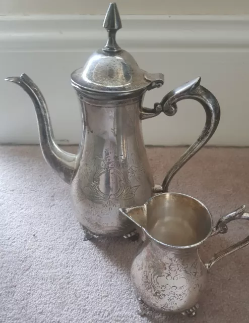 Vintage ornate and decorative Silver Plated Tea pot or Coffee pot, Unused (2 pc)