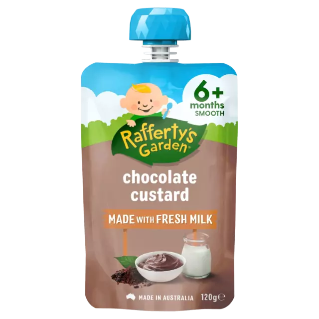 Rafferty's Garden Chocolate Custard 120g Smooth Fresh Milk Raffertys 6+ Months