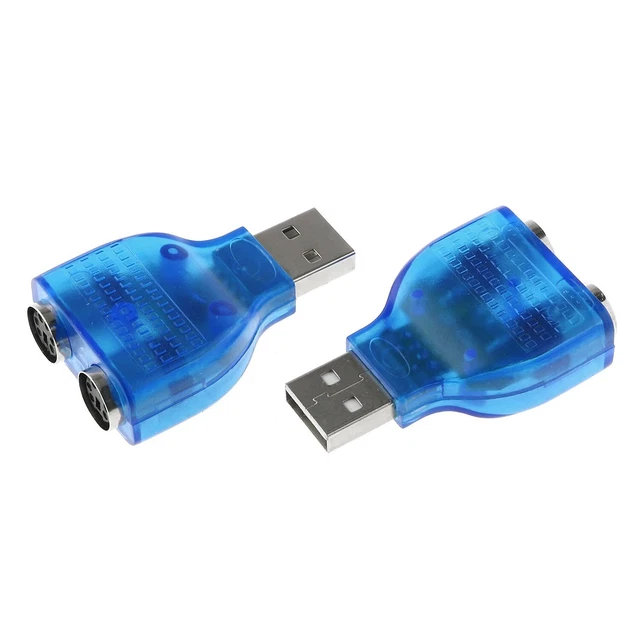 USB to PS/2 Converter 2PCS Blue USB Male to Dual PS2 Female Adapter for Keyboard