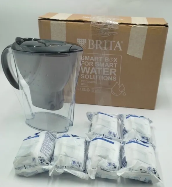 BRITA Halbjahrespaket Cool Weiß Marella Wasserfilterkrug 6 Stück Maxtra Filter