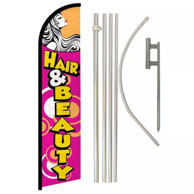 Hair &Beauty Windless Banner Swooper Advertising Flag Kit  Beauty Salon Services