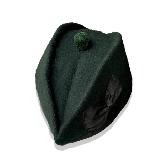 Glengarry Classic Scottish Hat Plain Green -100% Pure Acrylic Wool